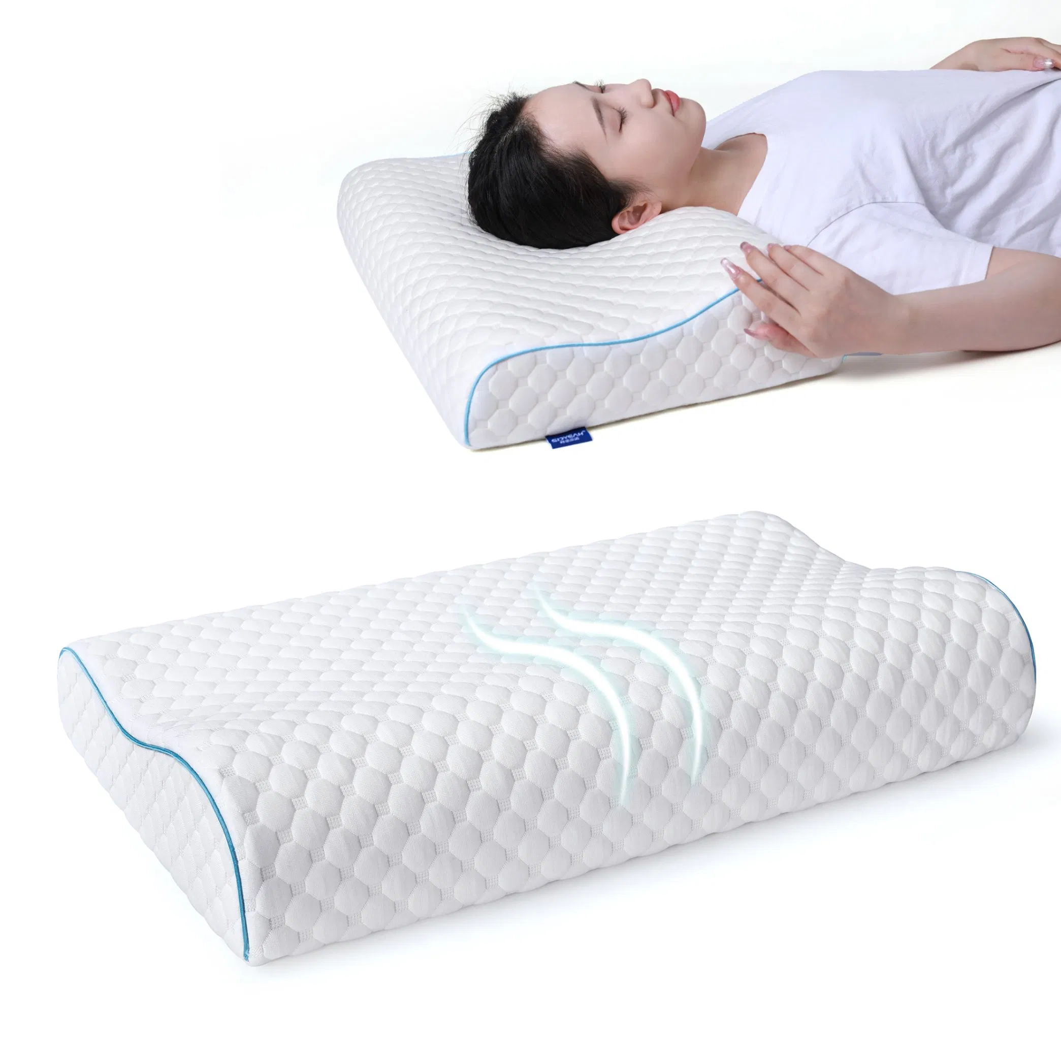 B-Shaped Wave Bed Memory Foam Pillow Orthopedic Pillow