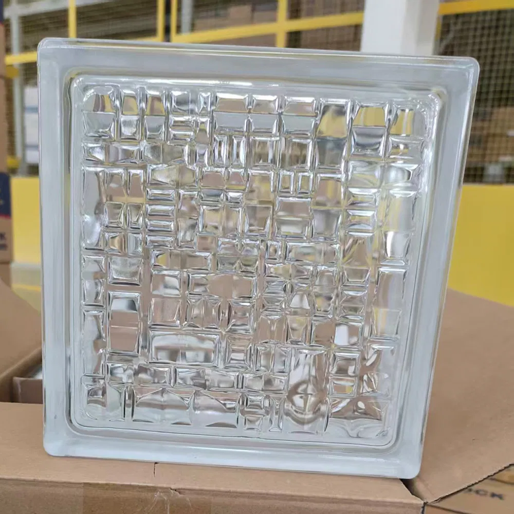Hollow Glass Brick Glass Block Transparent Square Color Hot Melt Frosted Crystal Brick for Porch Partition Wall
