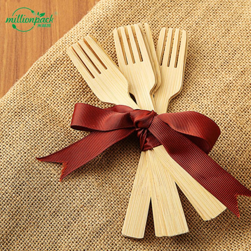 Natural Wood Fork Compostable Food Grade Wooden Utensil for Picnic Takeaway