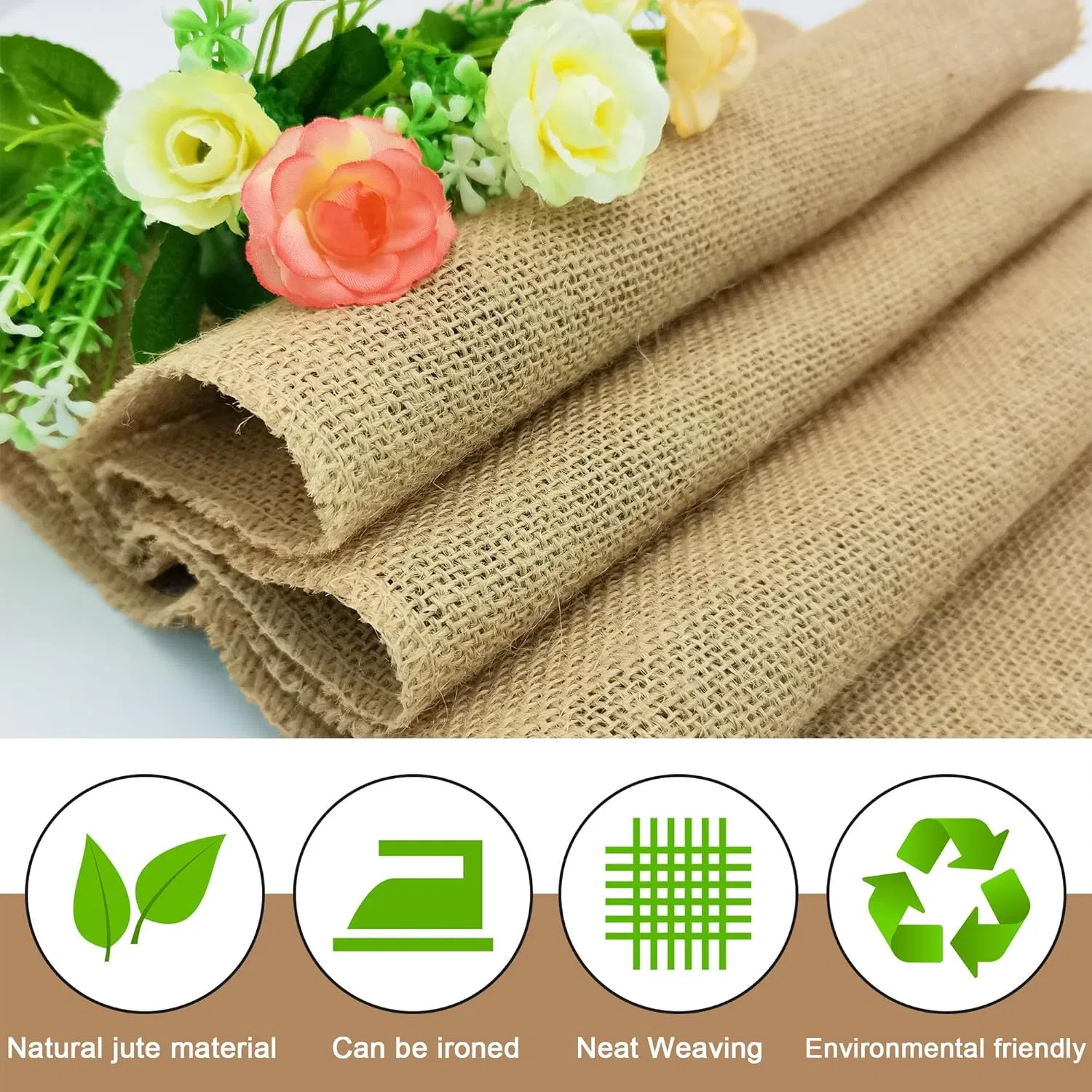 12 Inch X 10 Yards Burlap Table Runner, Natural Rustic Jute Table Runners, Burlap Roll