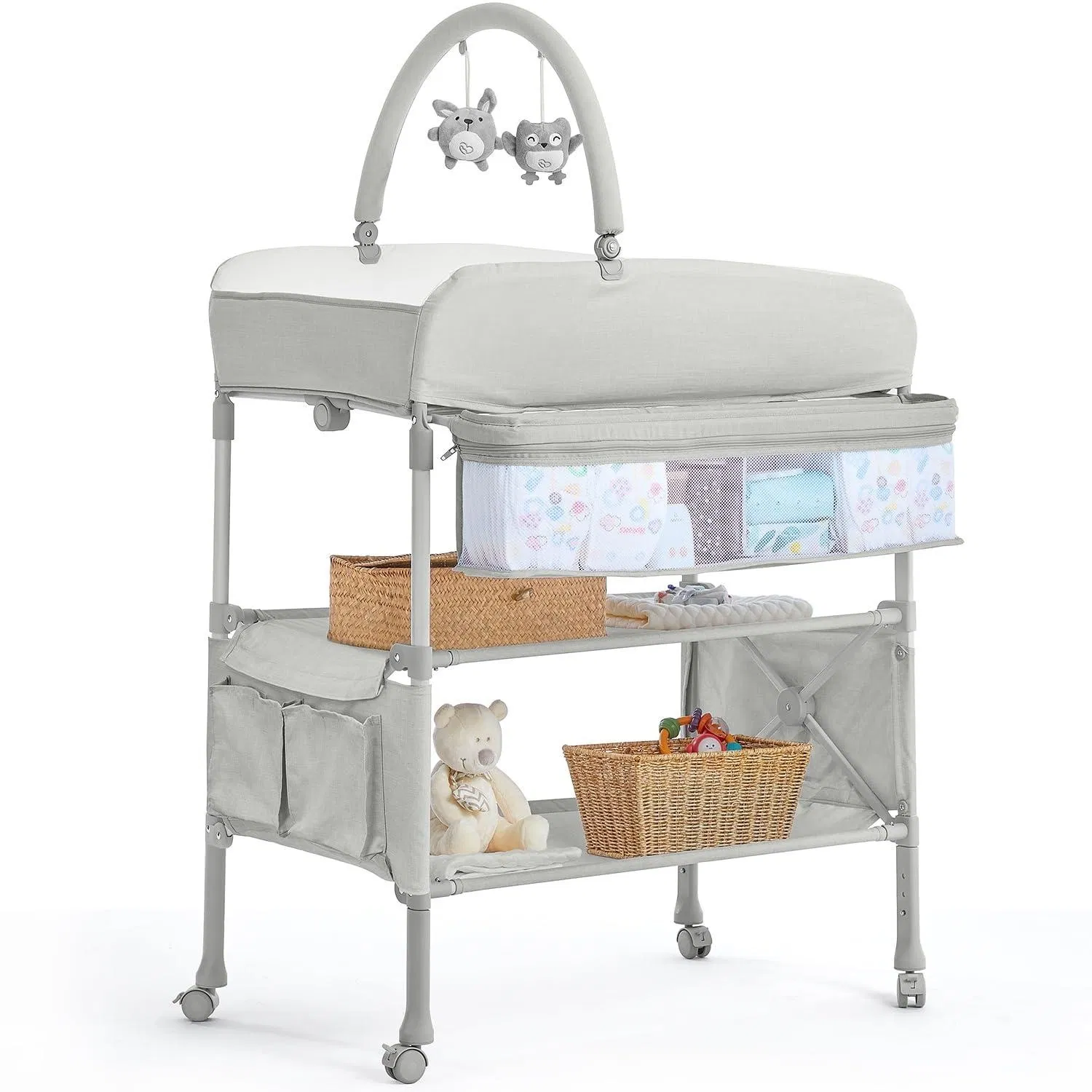 Portable Dresser Waterproof Diaper Changing Table Height Adjustable Changing Station