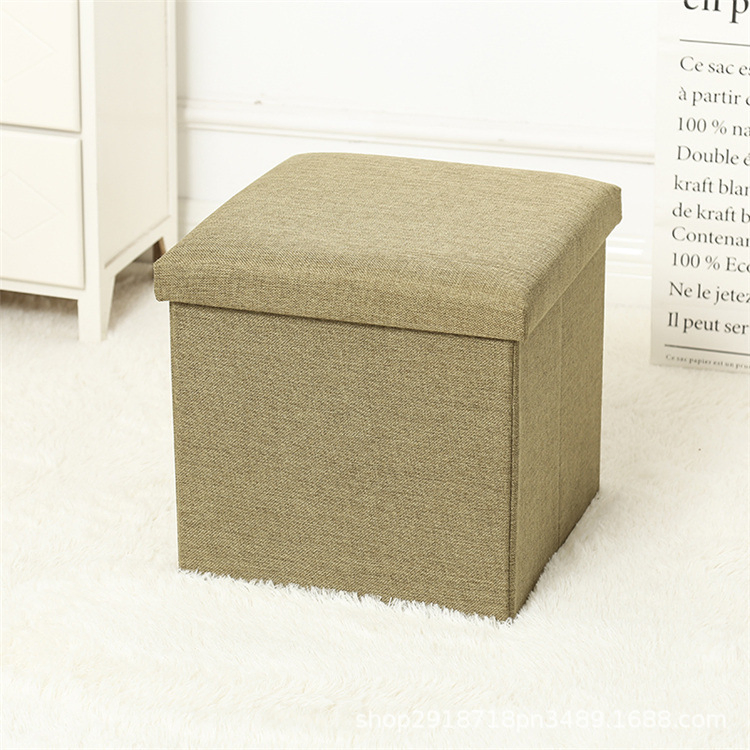 New Square Fabric Storage Sofa with Foldable Toy Storage Stool