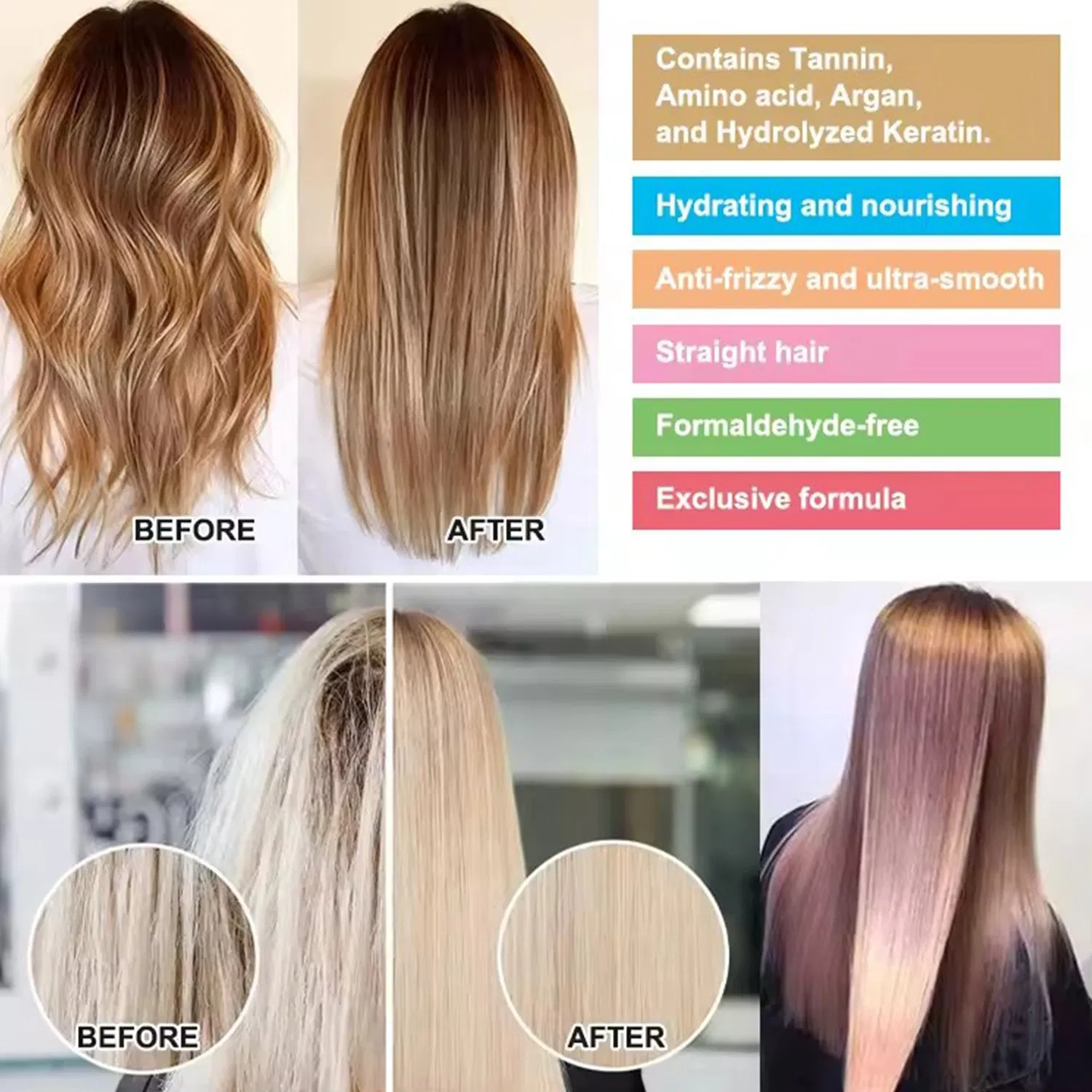 Hair Repair Straightening Cream Formaldehyde Free Keratin Hair Treatment