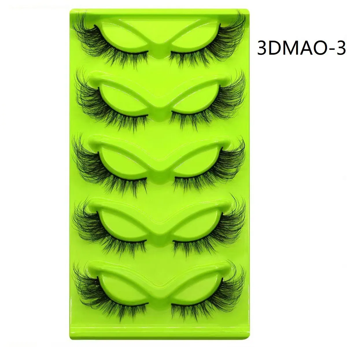 Premium 5 Pairs of Green Fox Eye & Cat Eye False Eyelashes