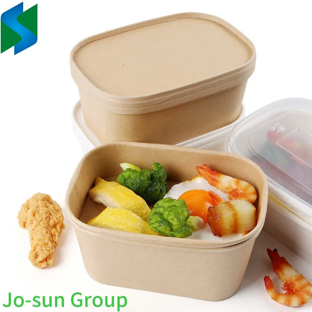 Eco-Friendly Microwave Heating Lunch Box Disposable Lunch Box Kraft Paper Rectangular Bowl