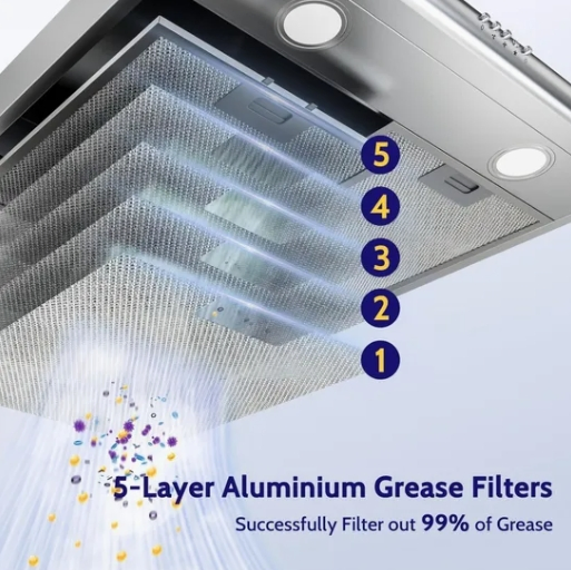 Strong Suction Stainless Steel Kitchen Built-in Range Hood Extractor Hood