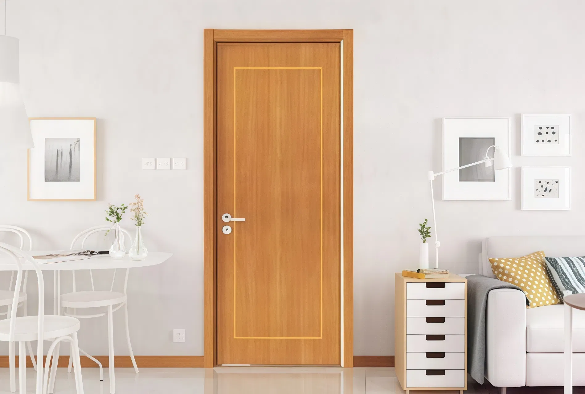 Custom Modern Design Waterproof WPC Solid Composite Wood Entrance Door for Living Room Bedroom Dining for Apartment Villa