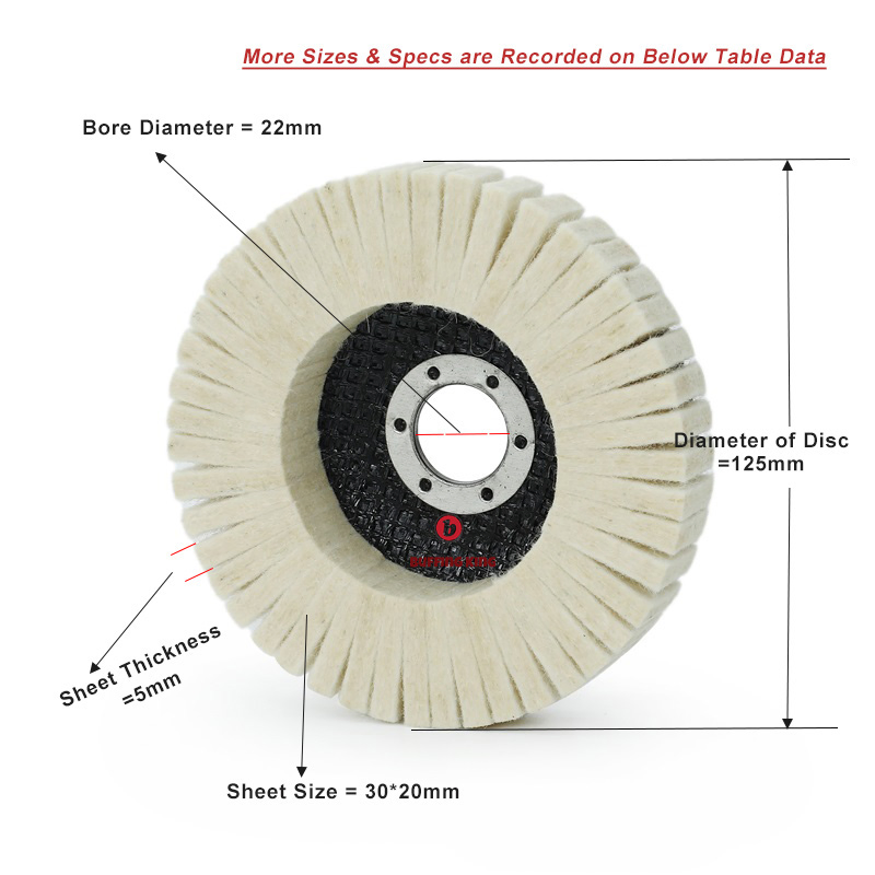 Buffing King 100/115/125/150/180 mm Upright Wool Felt Disc Wool Felt Polishing Pads Buffing Wheel