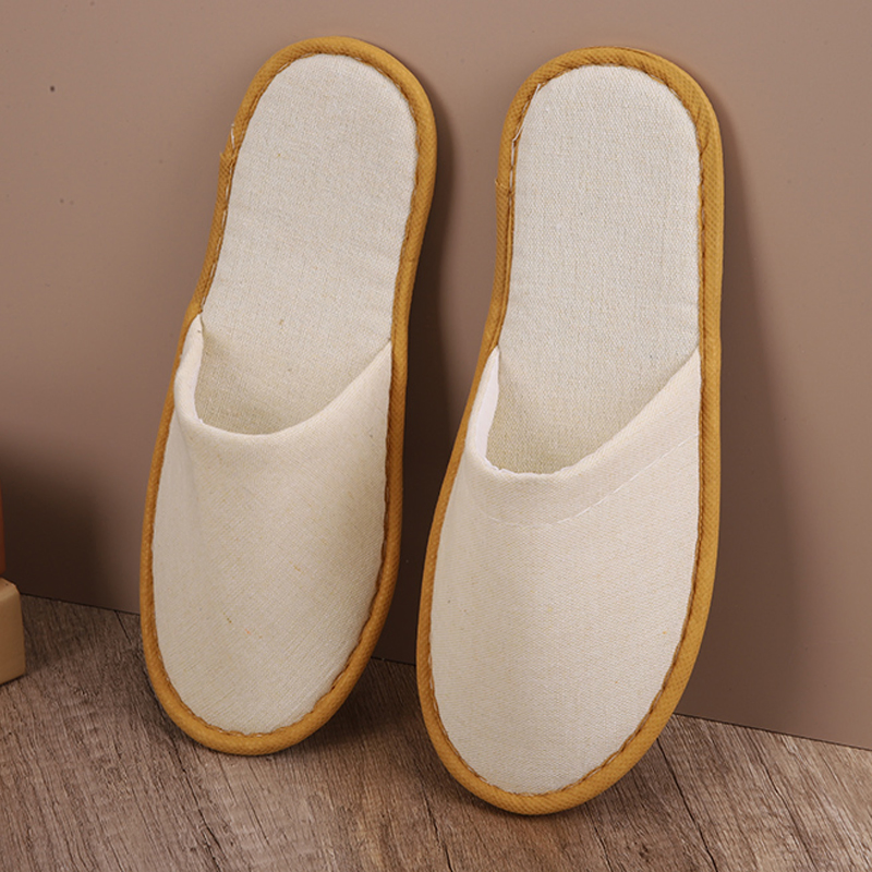 Custom Disposable Hotel Slippers Canvas Biodegradable Luxurious Style with EVA Sole Travel