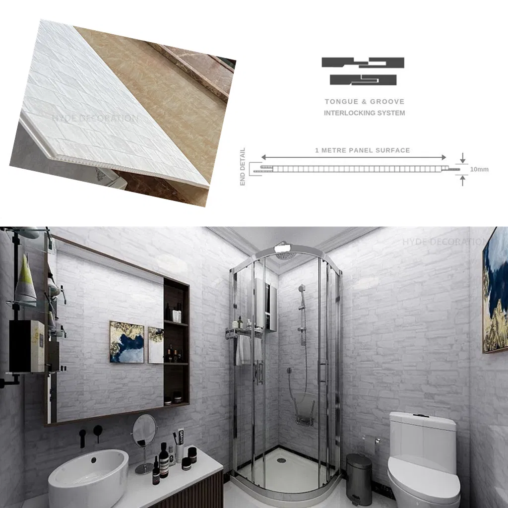 Interior Decoratiove Commercial Bathroom Paneling PVC Wall Cladding Panel 2400X1000X10mm