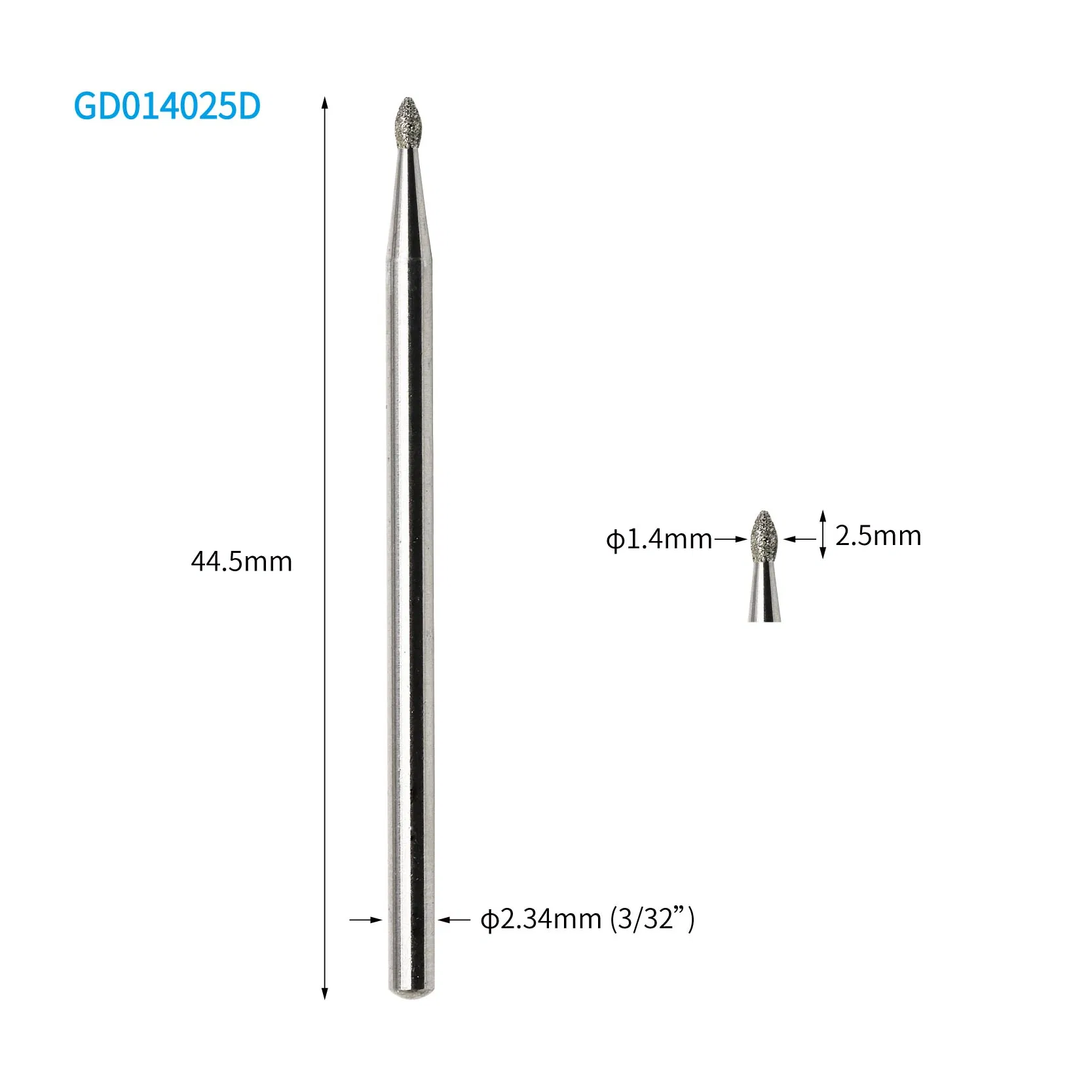 Different Grain Coarseness Oval Pointed Diamond Nail Drill Bit