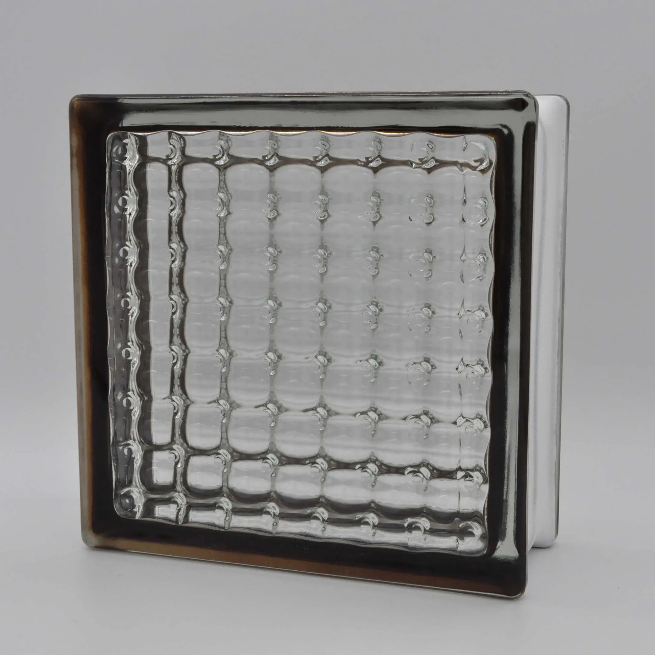 High Quality Decoration 190*190*80mm Crystal Side Colored Glass Block Brick