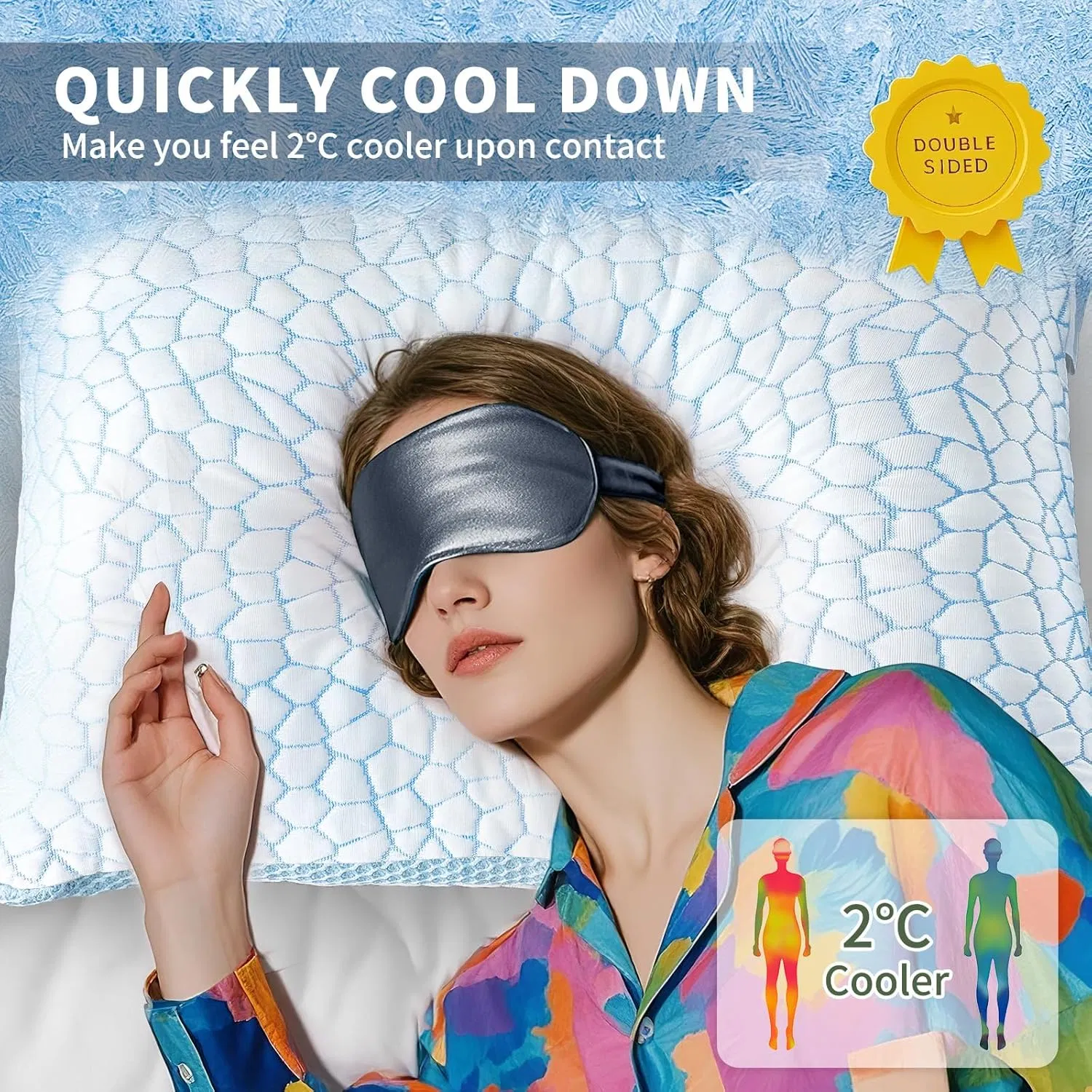 Double Sided Cooling Pillow for Hot Sleepers, Shredded Memory Foam Pillows