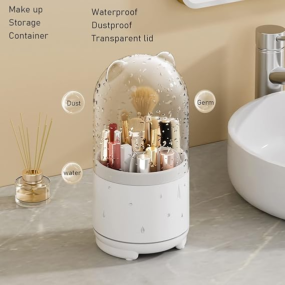 Makeup Organizer with Dustproof Waterproof Lid 360 Rotating Wbb26367