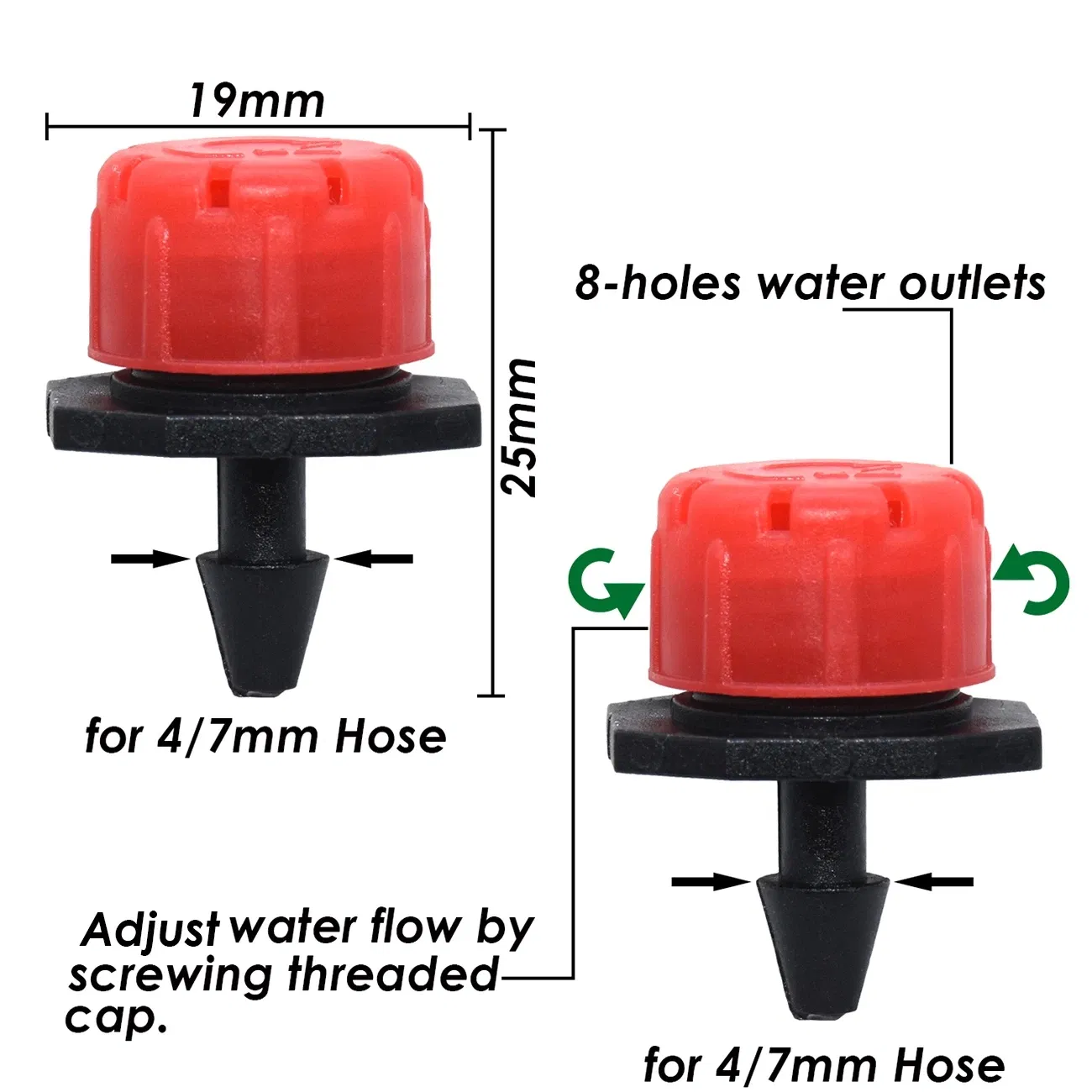 4/7mm Garden Irrigation Nozzle Adjustable Dripper Watering Sprinkler Emitter Micro Drip Balcony Yard Greenhouse
