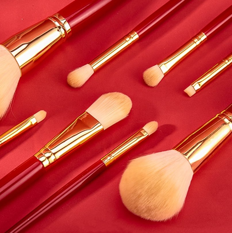 10PCS Red Cosmetic Tool Professional Eye Makeup Brushes Set Eyeshadow Eyeliner Concealer Eyebrow Blending Brush