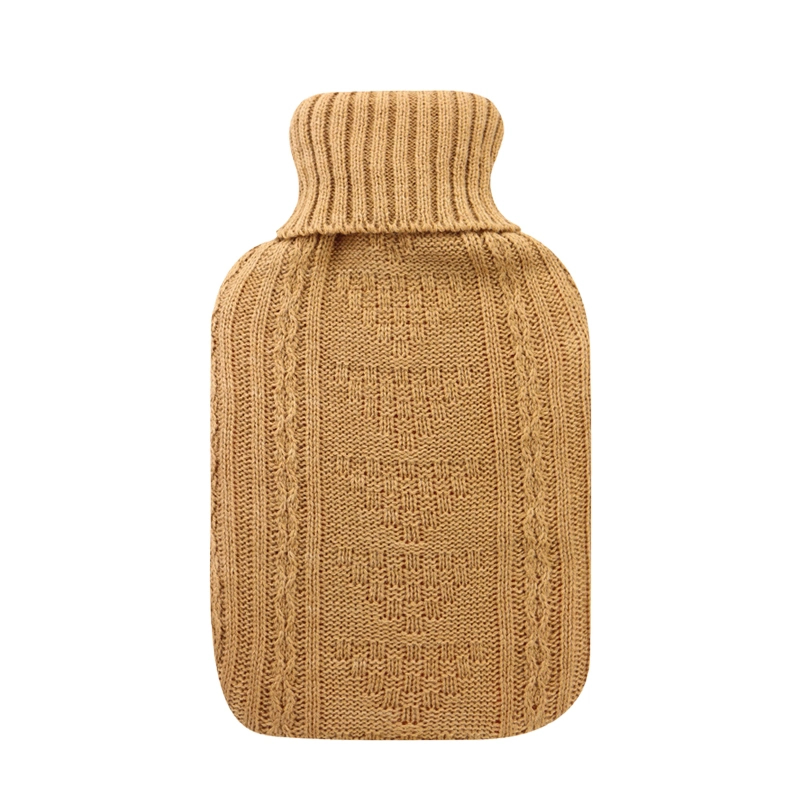 Wholesale Pure Color Polyester Knitted Ribbed Jacquard Cover for Rubber Hot Water Bottle
