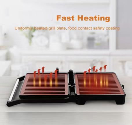 Panini Press,Sandwich Press Grill,180 Degree Open,Perfect for Grilling Sandwich,Steak,Burger,Non-Stick Grill,Table Grill,Stainless Steel,Temperature Adjustable