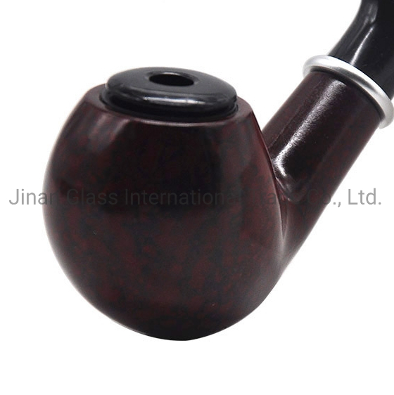 Round Pipe with Lid and Long Handle Flat Mouth Wooden Pipe Shylock Pipe