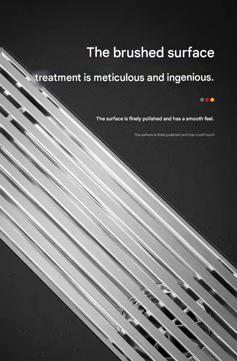 Wide Linear Shower Drain - 304 Stainless Steel, Large Capacity, Copper Core Odor-Proof, Drain Channel for Bathroom/Shower Room Sink