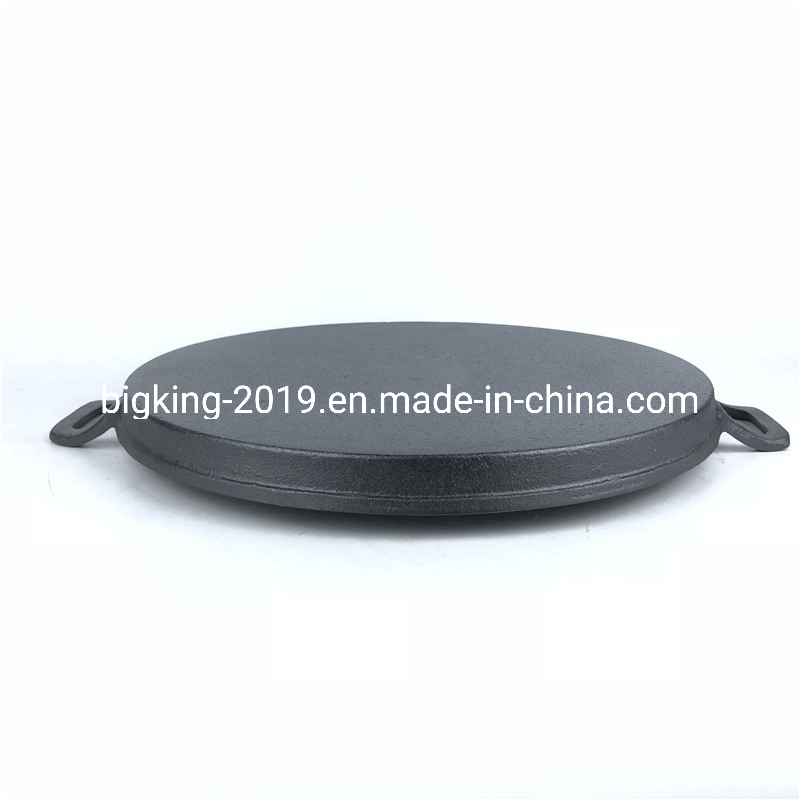 Round Cast Iron Griddle Can for Gas Stove Cooking BBQ