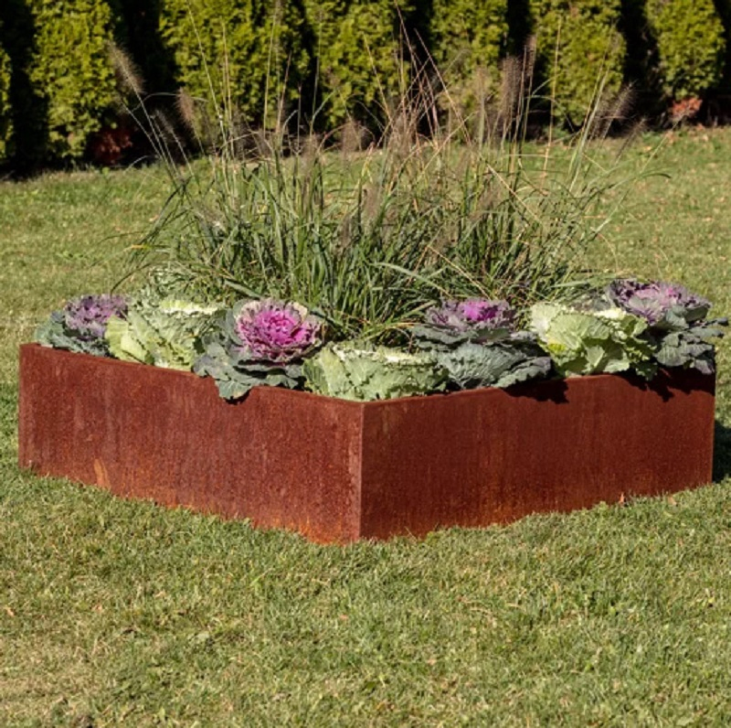 Outdoor Solid Corten Steel Raised Planter/Vegetable/Flower Beds-No Base