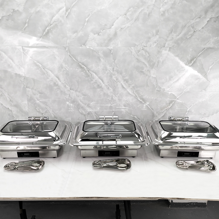Sliver Electric Heating Stainless Steel Chafing Dish Buffet Food Warmer Buffet Stove for Hotel