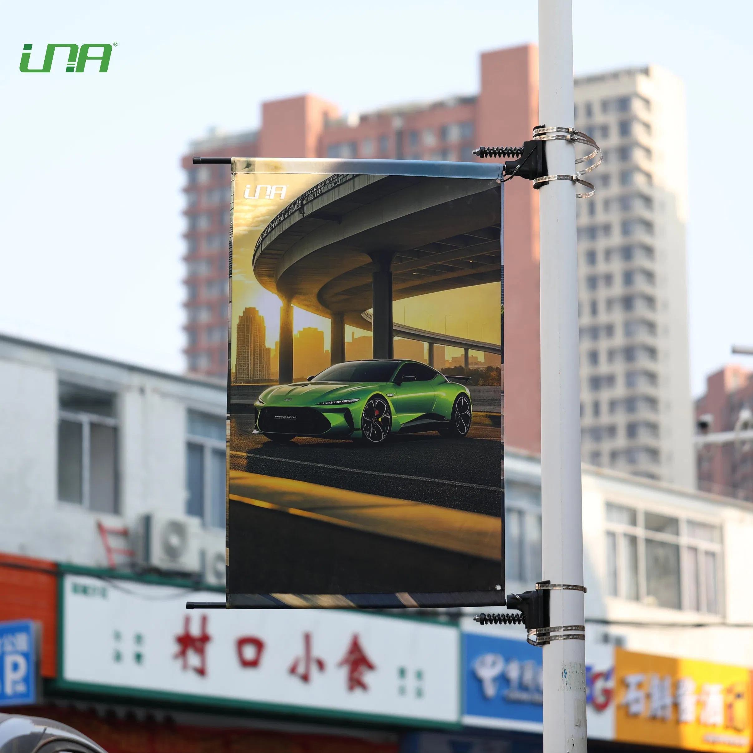 Metal Street Light Pole Banner Printing Advertising Flag Holder
