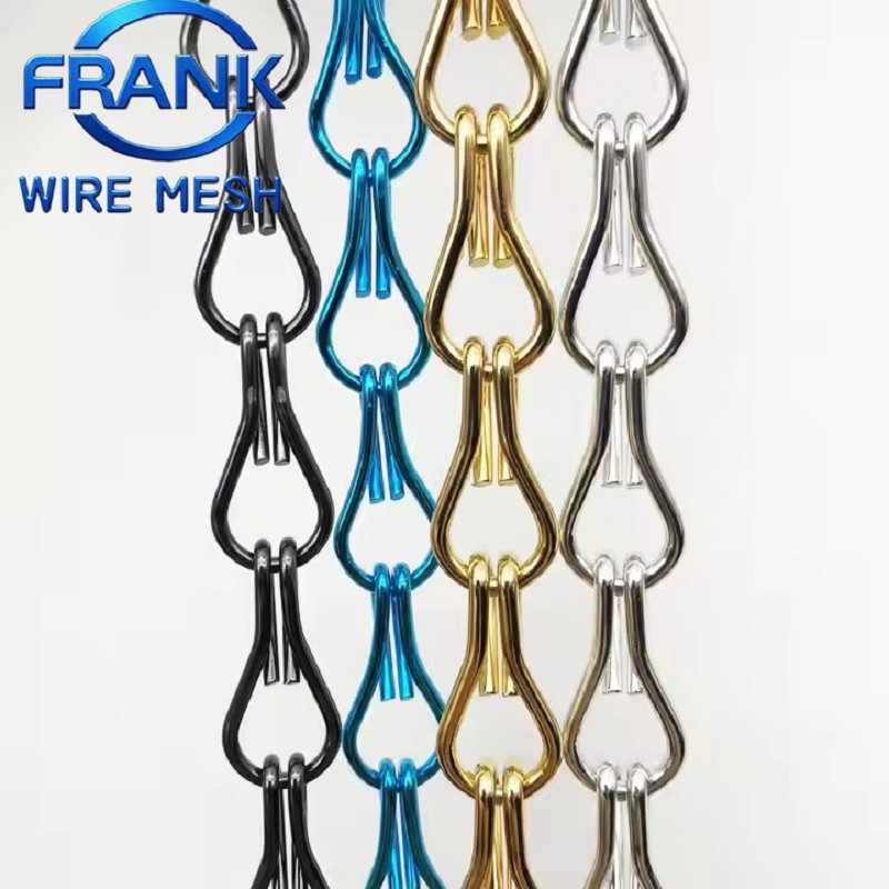 Frosted Treatment Spray Painted Aluminum Double Hook Chain Fly Curtain Mesh for Cosmetics Counter Display Walls