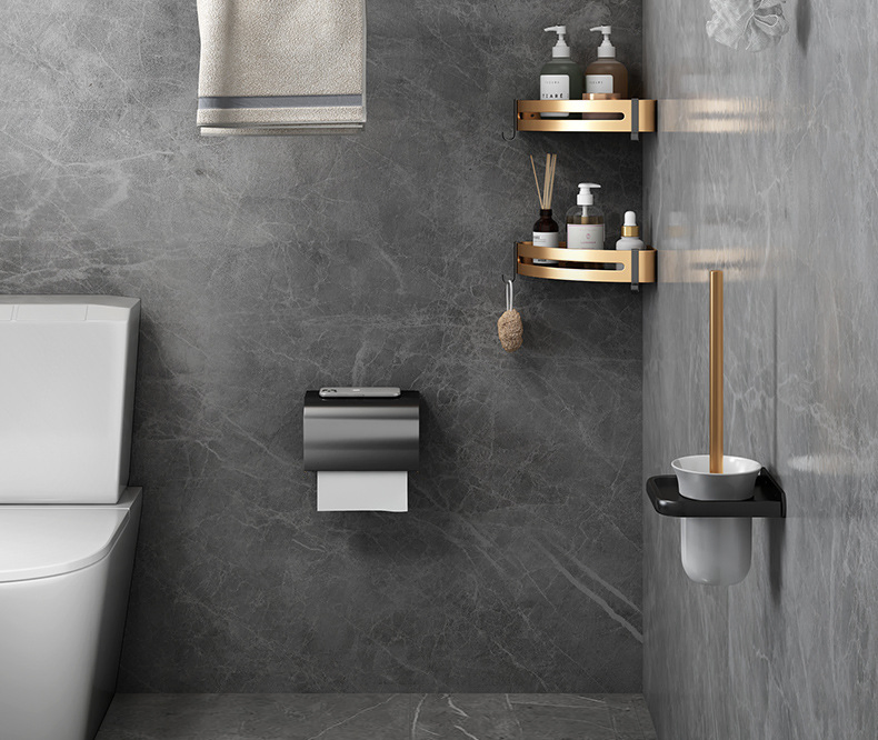 Aluminum Alloy Punch-Free Wall Hanging Bath Towel Rack Bathroom Storage Rack