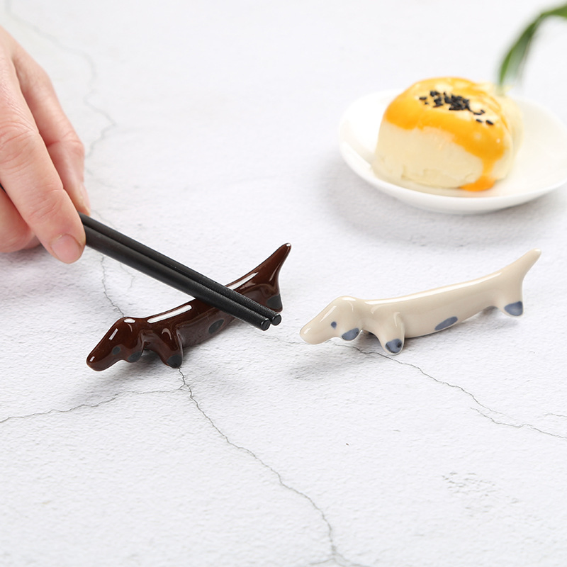 Cute Animal Ceramic Creative Dog Dining Table Hotel Restaurant Pillow Chopstick Holder