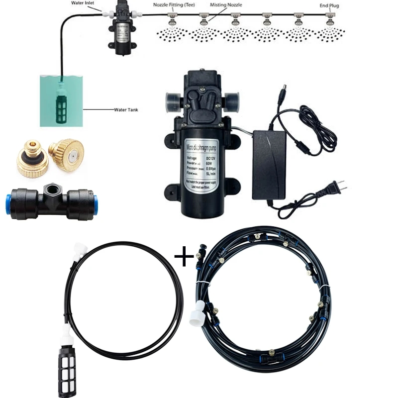 Outdoor Misting Cooling System Kit for Terrace Greenhouse Garden Patio Waterring Irrigation Mister Line 6m-18m Spray Atomizer