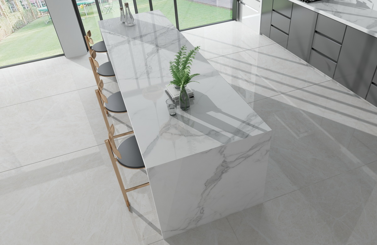 Spray White Granite Stone Tiles Countertops for Kitchen