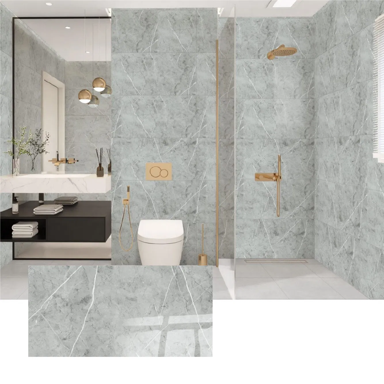 Interior Wall Cladding Tiles PE Foam Marble Sticker Adhesive Rolls