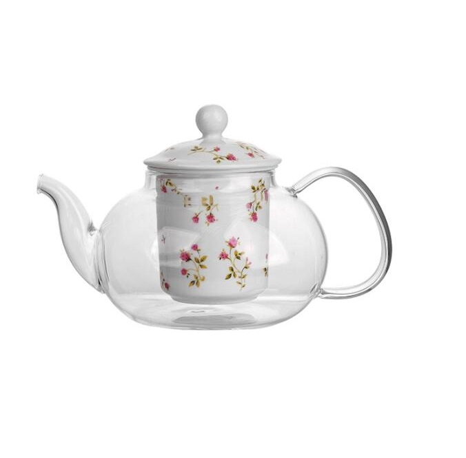 Borosilicate Glass Teapot with Colors Ceramics Filter and Lids