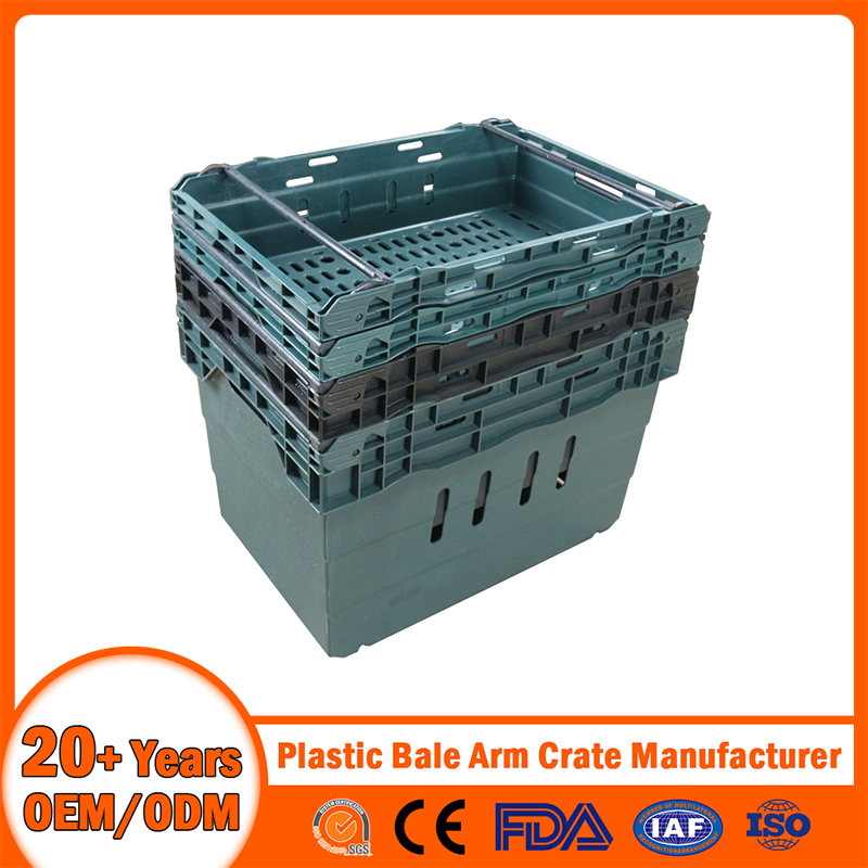 China Plastic Bale Arm Crate Manufacturer Stackable/ /Nestable/Lobster/EU/Euo Moving Mesh Turnover Logistic/Bread/Egg/Beer Crate Tote Plastic Bale Arm Crate