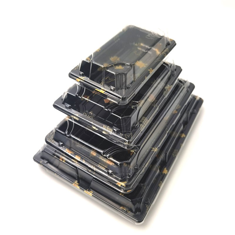 High Quality Recyclable Plastic Takeaway Container Sushi Tray with Anti-Fog Lid