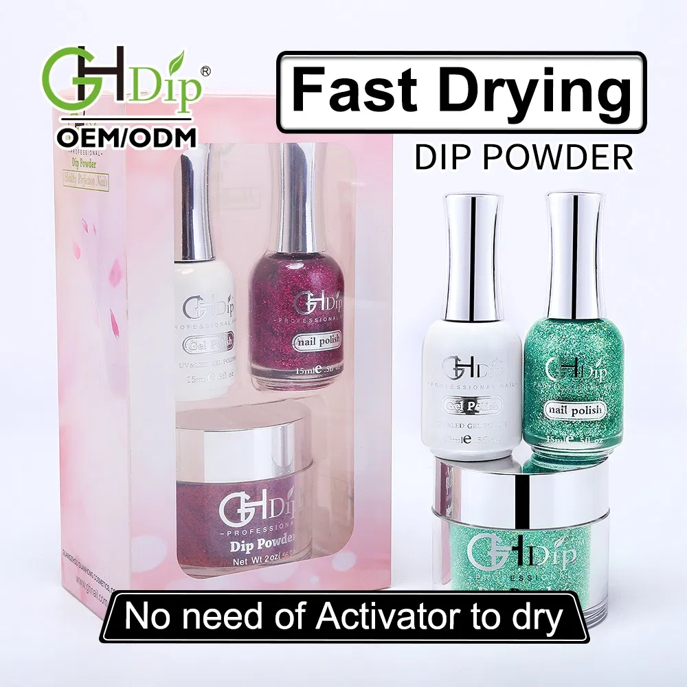 Glitter Nail Fast Drying Dipping Powder 3 in 1 Perfect Color Match Gel Polish