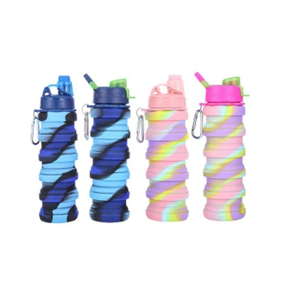 Спортивная складная бутылка для воды из силикона, 500 мл
