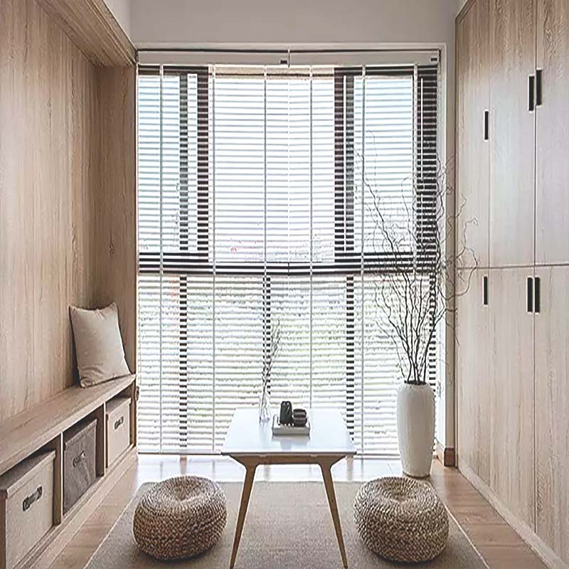 Factory Direct Price Tubular 50mm Faux Wodd Blind with Fireproof Material