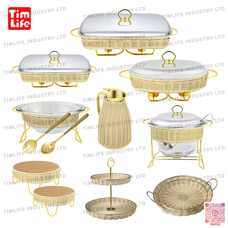 Rattan Buffet Chafing Dish Inox Food Warmer Service Dish Restaurant Hotel Items