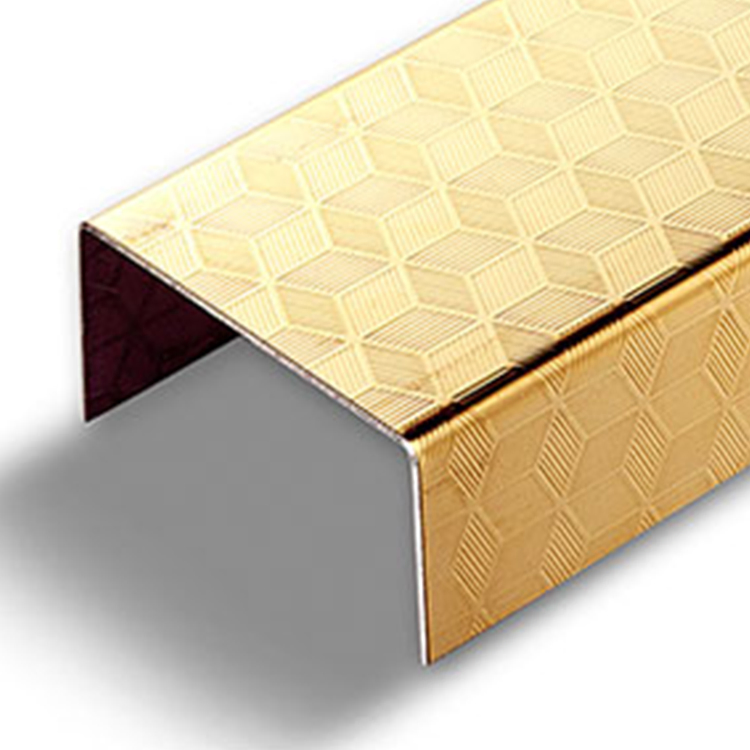 316 Gold Color Stainless Steel Metal Tile Edge Trim with U T L Customize Shape
