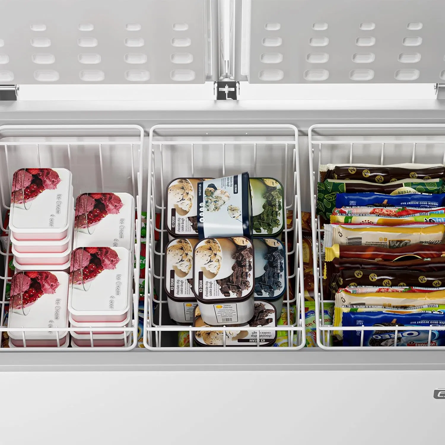 Hot-Selling Iron Storage Baskets for Kitchen & Freezer Refrigerator with Handle Partition Finishing