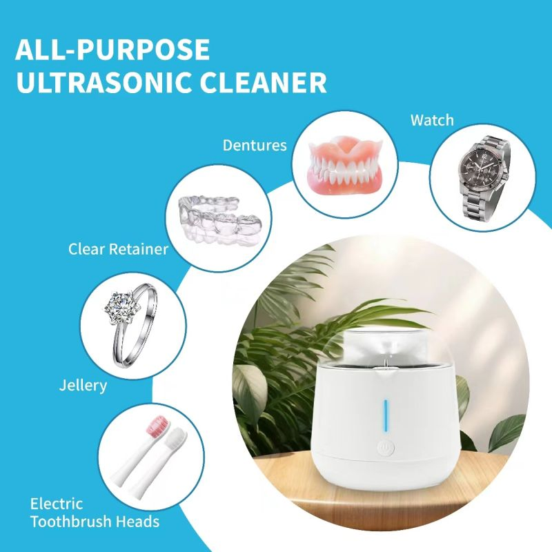 2024 New Retainers and Aligners Portable 200ml Skymen Household Ultrasonic UV Dental Cleaner with Degas Function