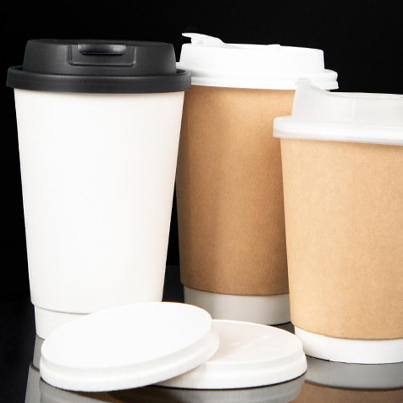 Одноразовые бумажные стаканчики с крышкой 12oz 16oz