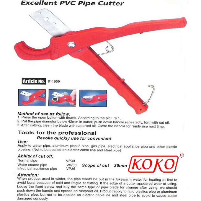 Excellent Alloy Steel PVC Pipe Cutter