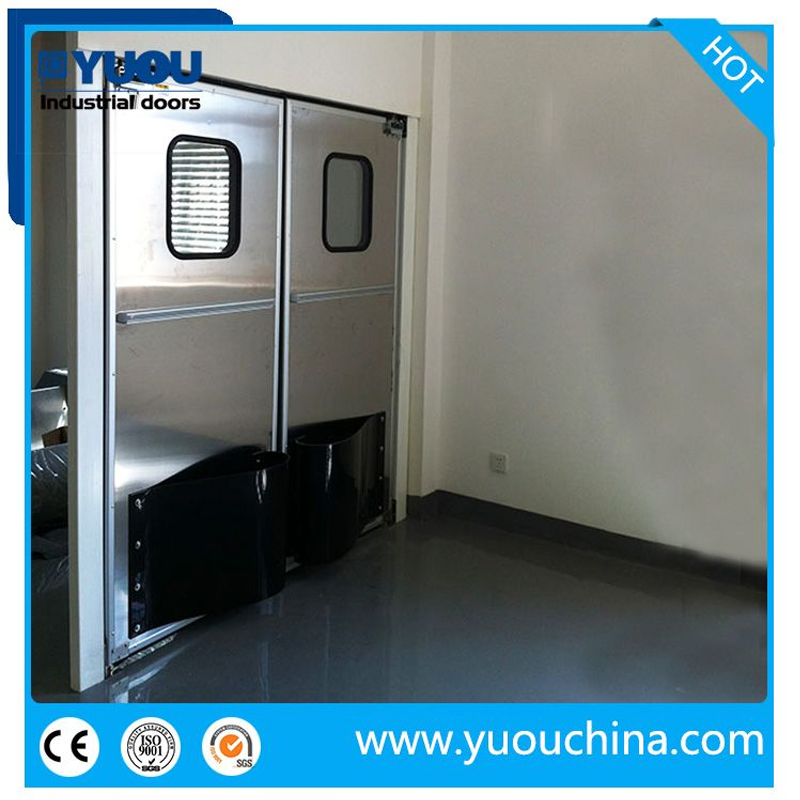 Double Acting Leaf Stainless Steel Dust-Free ABS Plastic Impact Bumper Metal Entry Swing Traffic Doors for Interifood Factory/Supermarket/Restaurant/Kitchen