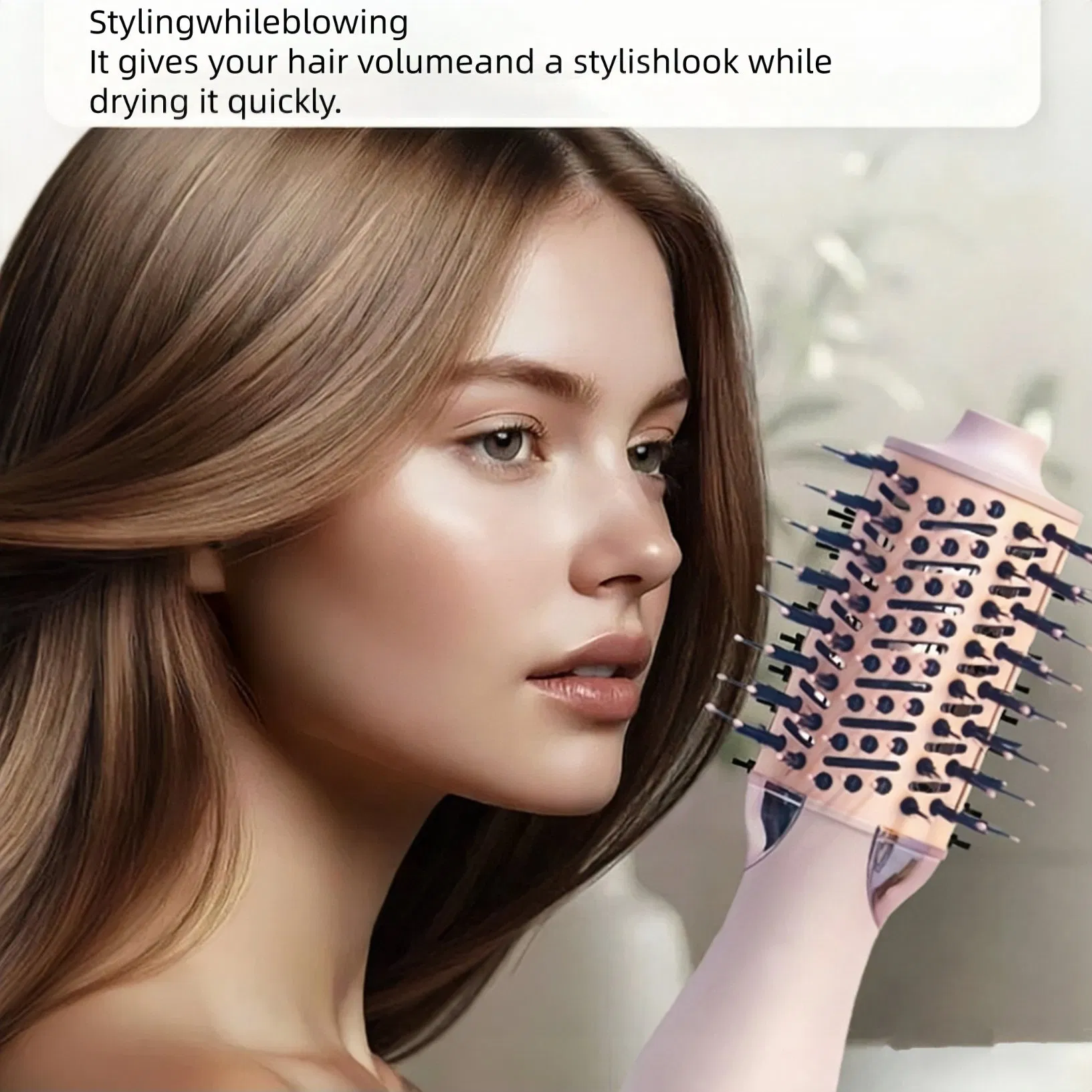 Factory New 2-in-1 Hot Air Brush Hair Dryer Multi-Function Curling Iron Electric Straightener Automatic Curling Hair Tool