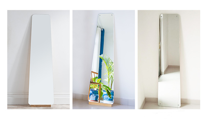Full-Length Frameless Solid Wood Dressing Mirror, Floor-Standing Clothing Store Fitting Mirror
