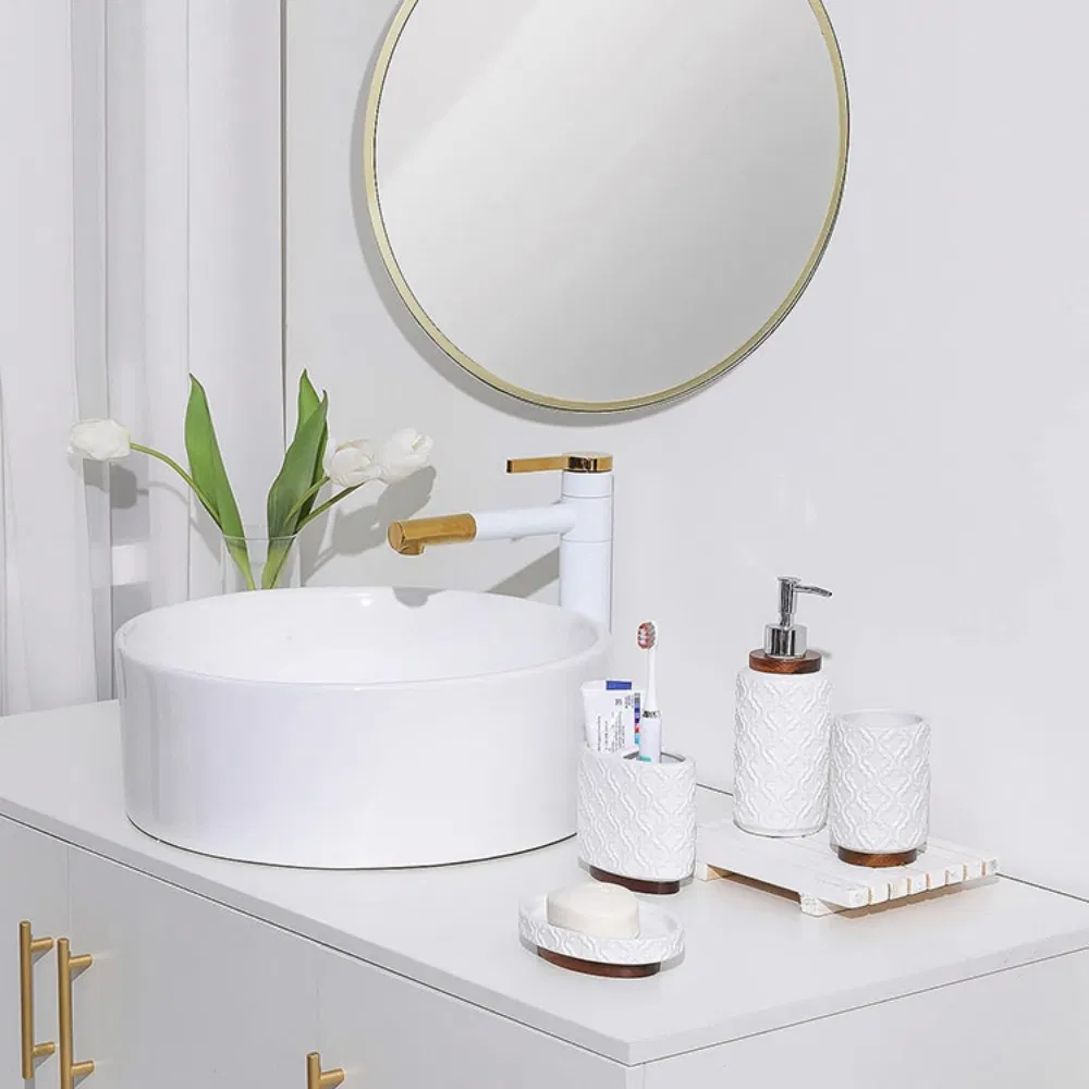 Modern Ceramic 4-Piece Bathroom Set with Identification